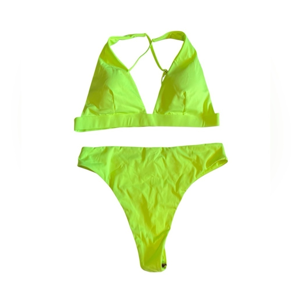Neon Yellow Thong Bikini Set